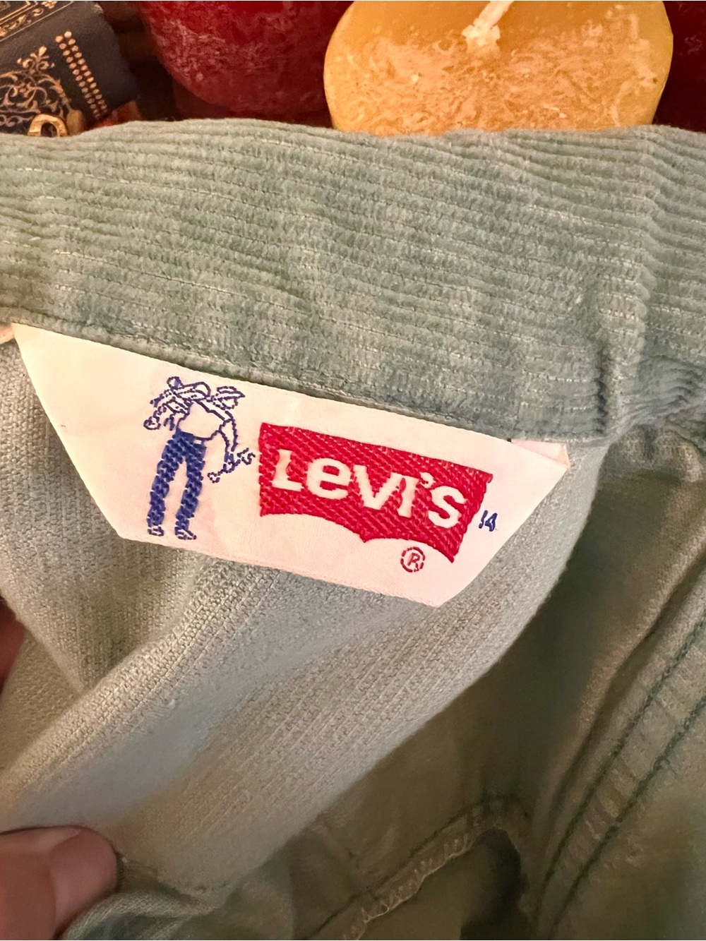 Vintage 70s Western Levis Corduroy Shirt Work Shirt Hippie Light Blue XS/Small - Picture 6 of 10